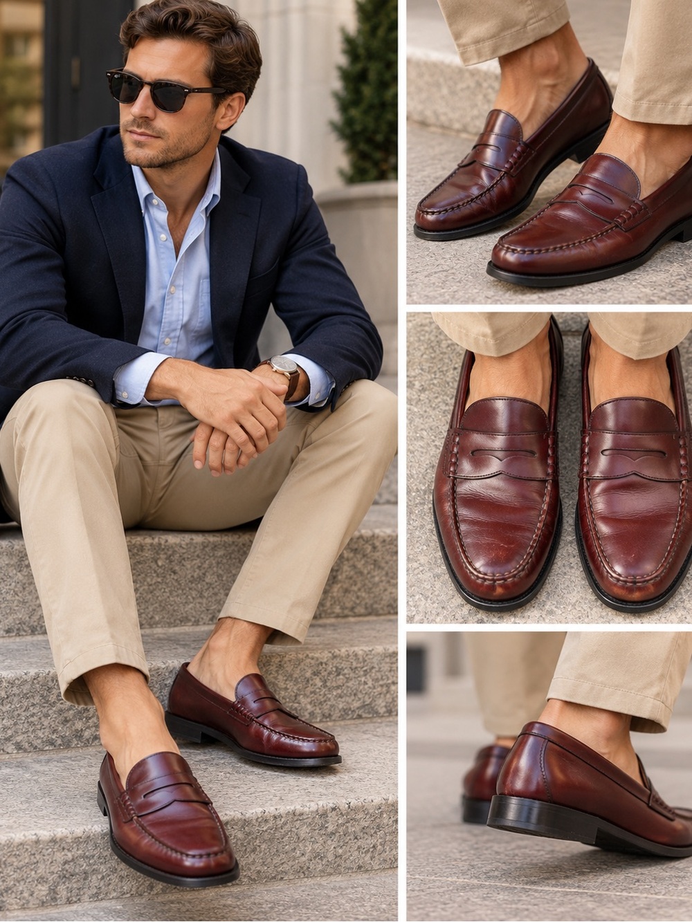 Vintage G.H. Bass & Co. Men’s 10 B Burgundy Oxblood Leather Penny Loafers